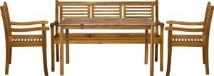 Möbilia 4-tlg. Garten-Sitzgruppe | 1 Tisch, 2 Armlehnstühle, 1 Bank | Akazie-Holz natur | 31020022 | Serie GARTEN