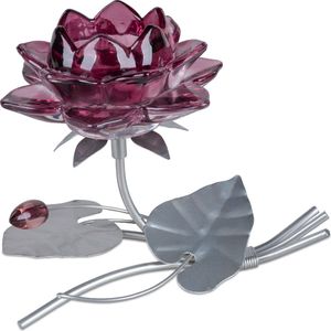 Teelichthalter Leuchter Seerose silber beere 17cm Glas + Metall Formano