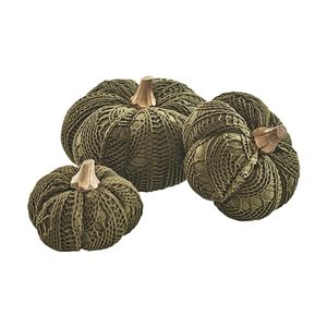 Kobolo Dekokürbis Dekoration Dekoobjekt Deko Kürbis aus Textil - Set aus 3 Größen - grün dunkelgrün