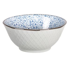 Clayre & Eef Suppenschale Ø 13 cm Weiß Blau Keramik Rund Blumen