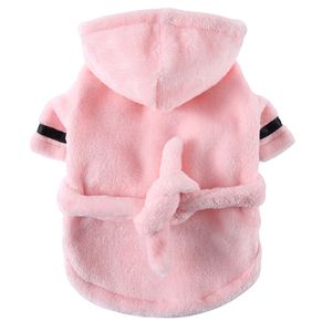 Hundebademantel Hundehandtuch - Handtuch für große und kleine Hunde - Bademantel weich bequem für Hund - mit Kapuze und Gürtel(YP01D pink,S)