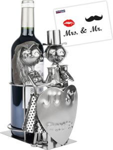 BRUBAKER Weinflaschenhalter Just Married - Metall Flaschenhalter Hochzeit - Wein Geschenk für Brautpaare oder Hochzeitstag - Hochzeitspaar