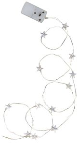 Best Season LED-Draht-Lichterkette "String" 12teilig weisse Sterne, LED c/w, 1,1m, Batterie, 726-37