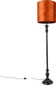 QAZQA - Klassisch I Antik Classic Stehlampe schwarz mit Schirm rot 40 cm - Classico I Wohnzimmer I Schlafzimmer - Textil Länglich - LED geeignet E27 QAZQA - Klassisch I Antik Classic Stehlampe schwarz mit Schirm rot 40 cm - Classico I Wohnzimmer I Schlafzimmer - Textil Länglich - LED geeignet E27