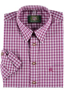 OS Trachten Herren Hemd Langarm Trachtenhemd mit Liegekragen Ukazui, Größe:37/38, Farbe:dunkelrot