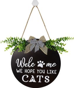 30cm dřevěný pes kočka vítejte znamení dekor, visí Pet znamení pro domácí dekor, dekorativní plaketa Funny Door Sign