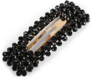 styleBREAKER Damen Haarspange rechteckig mit Kunststoff Perlen und Clipverschluss, Haarklammer, Spange 04027007, Farbe:Schwarz