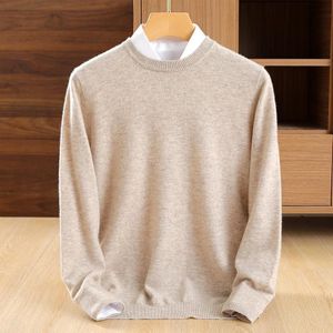 Herrenpullover aus Kaschmir-Wollmischung, M, Beige