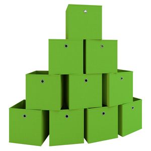 VCM 10er Set Faltbox Klappbox Stoff Kiste Faltschachtel Regalbox Aufbewahrung Boxas Grün