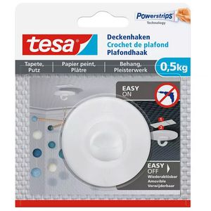 tesa Powerstrips Deckenhaken für Tapete & Putz 0,5 kg 1 Haken + 3 Strips