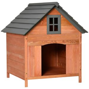 Pawhut Dog House Venkovní dřevěný psí brloh odolný proti zimě pro střední psy Nature 81,3 x 91,5 x 98,5 cm