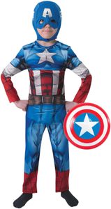 Captain America Classic mit Schild Kinder Karneval Fasching Kostüm 116