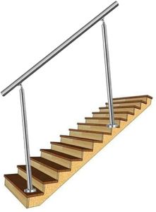 NAIZY Edelstahl Handlauf Geländer mit 2 Pfosten für Brüstung Treppen Balkon (80cm, ohne Querstreben)