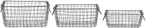 Rivanto® 3er Set Drahtkörbe mit Aufhänge-Haken, Größe S, 26 x 17 x 10,8 cm, rechteckig, aus Eisendraht, in 3 verschiedenen Größen