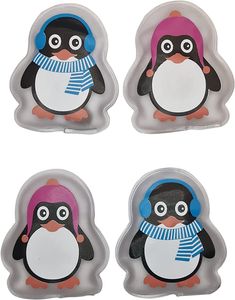 ocona Handwärmer Taschenwärmer Handtaschenwärmer Wärmeknickkissen Heizpad wiederverwendbar 4er Set (Pinguin mit Mütze)