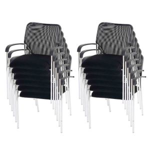 12er-Set Besucherstuhl Tulsa, Konferenzstuhl stapelbar, Stoff/Textil  Sitz schwarz, Rückenfläche schwarz