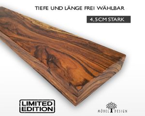 Zebrano Massivholz Regal 19cm tief / 4,5cm stark / 80cm breit / Wandboard - Schwebendes Massivholz Wandregal aus Zebranoholz