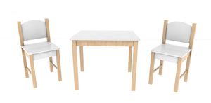 3tlg. Kindersitzgruppe Stefano 1 Kindertisch und 2 Stühle Kindermöbel Set Holz Sitzgarnitur für Kleinkinder Farbe: Natur / Weiß