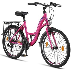 Licorne Bike Stella Premium City Bike 20,24,26 und 28 Zoll Fahrrad für Mädchen Herren und Damen 21 Gang (6 Gang bei 20 Zoll) Holland Citybike