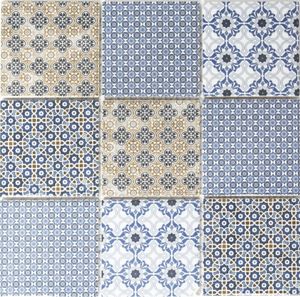 Mosani MOS22B-1404, Mosaik, Keramik, Grau, Blau, Weiß, Indoor, Rechteck, 298 mm