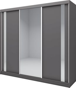 BEAUTYSOFA Schwebetürenschrank GAJA 240cm - modernes 3-türig Schrank mit Spiegel (Graphit)