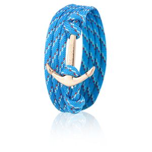 Skipper Anker-Armband Wickelarmband Nylon in Hellblau/Rot mit Goldenem Anker 6652
