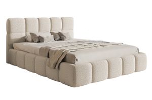 Selsey Cloudy - Bett mit Polsterrahmen, Boucle-Bezug in Hellbeige, 160 cm