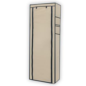 Składana szafa Intirilife 170x58x28 cm w kolorze CREAM BEIGE - Z zamkiem błyskawicznym Szafa ubraniowa Regał na buty z 9 przegrodami - Szafa kempingowa tekstylna