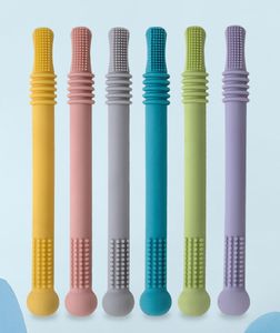 6 Stück SetBaby Soft Beißspielzeug, Zahnbürste Baby Zahnungshilfe, hohler Beißschlauch Biss Molar Rod, Silikon Biegbar Beißstab