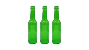 3er- Set: Bruchglas-Bierflaschen aus Isomalt-Zucker (CrashGlass | Stuntglas) -grün