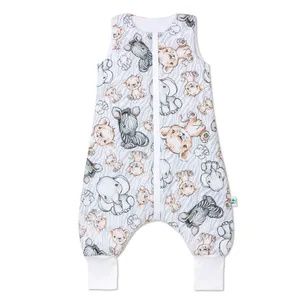 Pepi Baby Schlafsack mit Füßen - Antiallergisch 100% Baumwolle Größe 98 - Ganzjahresschlafsack Kinder Sommerschlafsack mit Beinen - Safari