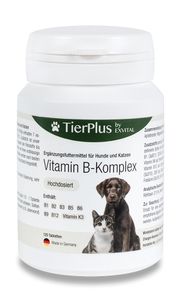 EXVital Tierplus Vitamin B Komplex für Hunde & Katzen- B1, B2, B3, B5, B6, B9, B12, K3, 120 Tabletten