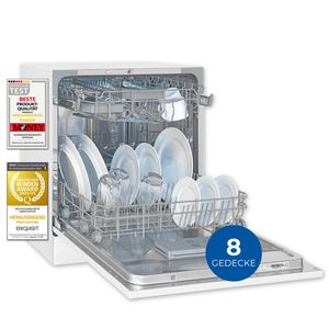 Exquisit Geschirrspüler GSP5508-030D weiss | Spülmaschine 55 cm | Power+ | ECO Modus | Standgerät