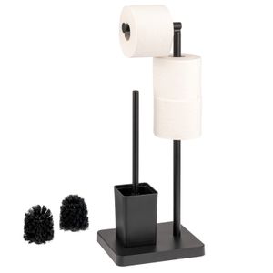 eluno voľne stojaca WC súprava 3v1, WC kefa, (náhradný) držiak na rolky, čierna