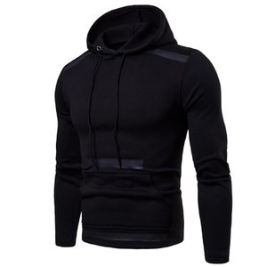 Männer Casual Hoodies Kapuzenpullover Pullover Bluse Slim Fit Tops Tunika Sweatshirt,Farbe: Schwarz,Größe:L