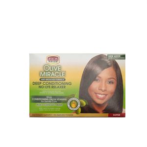 African Pride Olive Miracle Deep Conditioning Anti-Breakage No-Lye Relaxer Kit SUPER