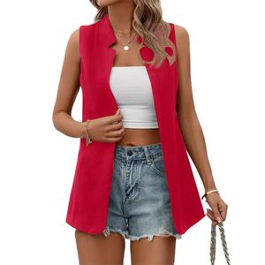 Damen Anzugweste Strickweste Outwear Weste Casual Regular Fit Ärmellose Blazer Bluse Rot,Größe:M