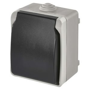 EMOS Schutzkontakt-Steckdose mit Klappdeckel, Aufputz zur Wandmontage, für Feuchtraum und Außenbereich geeignet, Schuko, A1396