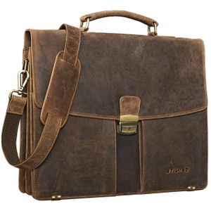 STILORD Aktentasche Leder Herren Damen Vintage Businesstasche Bürotasche aufsteckbar hochwertig und stilvoll echtes Rindsleder braun