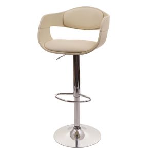 Barhocker HWC-A47b, Barstuhl Tresenhocker, Retro-Design, Holz Kunstleder  creme