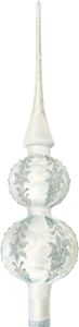 Krebs Glas Lauscha Christbaumspitze Eislack Silber - Größe ca. 30cm