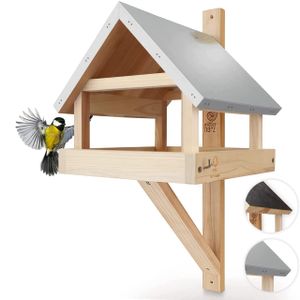 XL Vogelhaus für Wand aus Holz, Metall-Dach, Aufhängen