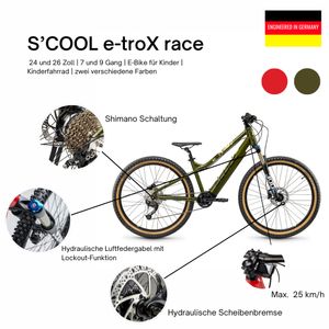S'COOL e-troX race 26 Zoll 9-Gang Alivio Red/Orange | Kinderfahrrad | Jugendfahrrad | 26 Zoll | Mountainbike | Kinder E-Bike | Elektrofahrrad | 9 Gang S'COOL e-troX race 26 Zoll 9-Gang Alivio Red/Orange | Kinderfahrrad | Jugendfahrrad | 26 Zoll | Mountainbike | Kinder E-Bike | Elektrofahrrad | 9 Gang