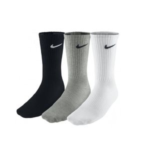 Nike Value Cotton Crew 3er Pack Socken verschiedene Farben, Größe:L, Farbe:weiß/schwarz/grau