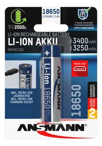 Ansmann Li-Ion 18650 3,6 V 3400 mAh s nabíjacou zásuvkou Micro-USB s ochranným obvodom