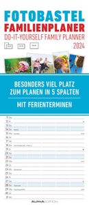 Foto-Bastel-Familienplaner 2024 - Bastelkalender zum Aufhängen - 19,5x45 cm - datiert - mit 5 Spalten - Fotokalender - Familienkalender - Wandkalender