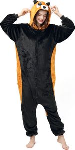 Katara 1744 - Červená panda oranžová/černá M (155-165cm), kombinéza, onesie, karneval, kombinéza, párty, karnevalový kostým, maškarní šaty, pyžamo, domácí oblek, běžecký oblek, cosplay, zvířecí kostým pro dospělé