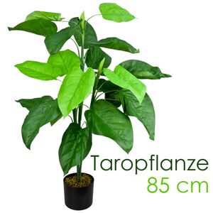 Kunstpflanze Künstliche Pflanze Aronstab Araceae Arum Taro künstlicher Baum Künstlich im Topf Plastik Pflanzen Zimmerpflanze wie Echt Deko 85 cm Decovego