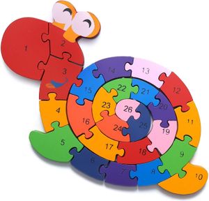Schnecke Zahlenpuzzle Holzspielzeug | Zahlen und Buchstaben | Pädagogisches Spielzeug für klein-Kinder ab 3 Jahre mit Sicherung