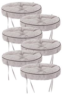 SC Esszimmer Stuhlkissen, gepolstertes Wohnzimmer Stuhlkissen Gartenstuhl Kissen, bequemes Sitzkissen, Gartenstuhl Kissen, Innen-/Außenkissen - 6 Kissen Rundes 38 cm - Cappuccino Inari